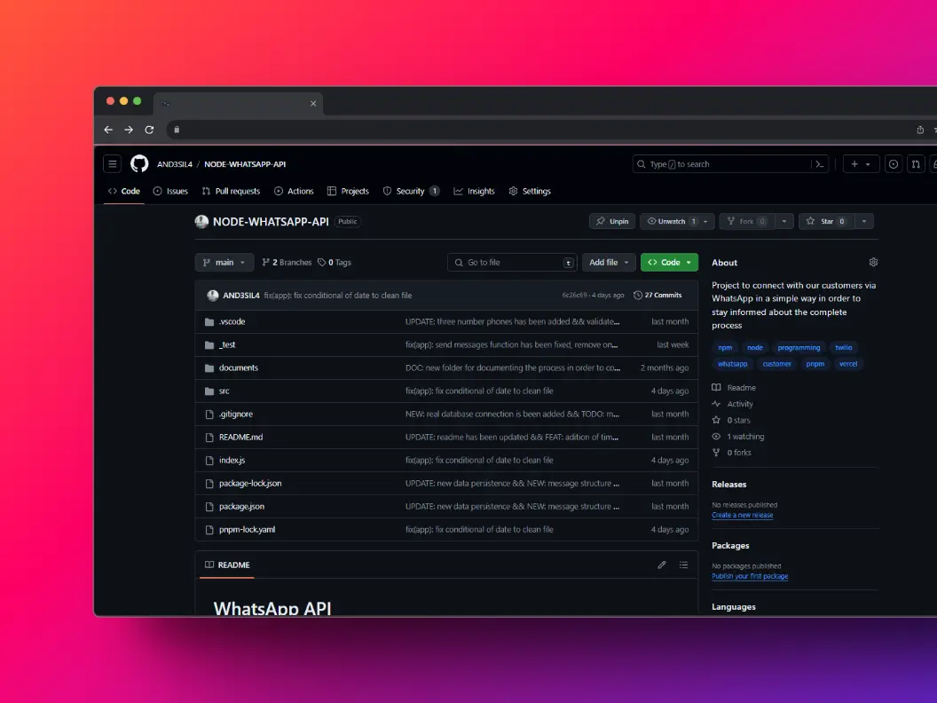 Image of project Node WhatsApp API